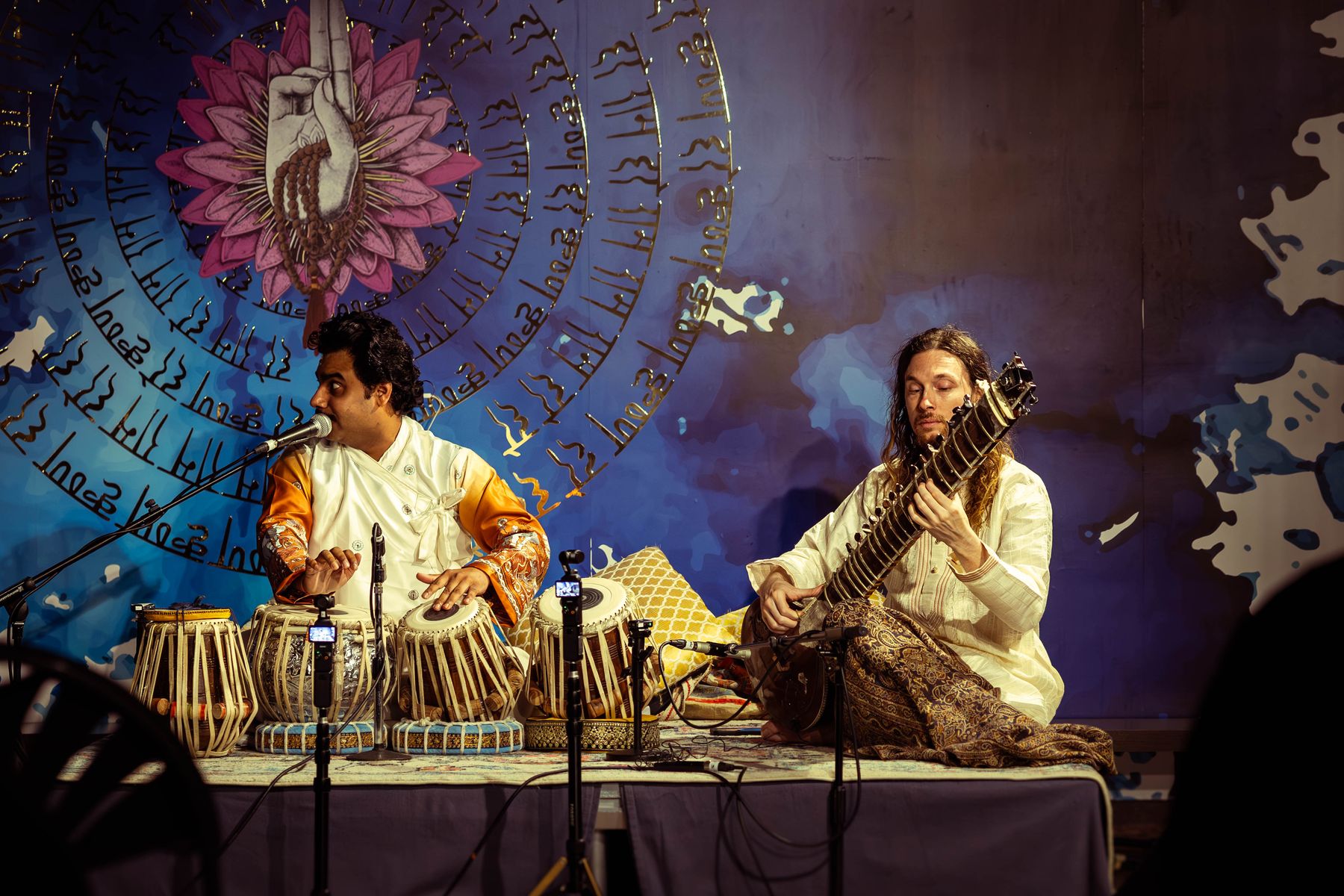 Talayan on stage — drums, tabla and sitar together
